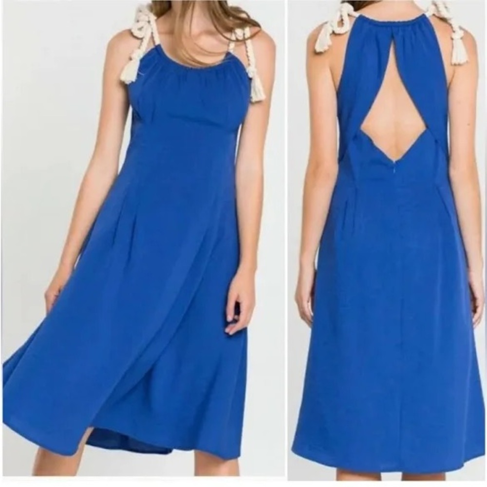 Endless Rose Elegant Blue Sleeveless Rope Dress